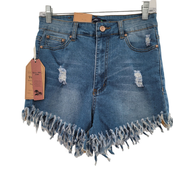 Vins Me Pants - 𝅺VINS Me High Waist Fringe Denim Jean Shorts Size 9 NWT Juniors Stretch